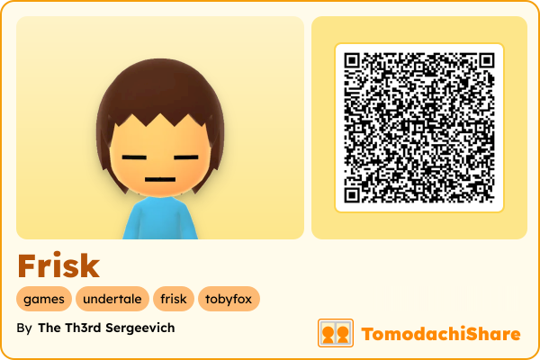 Frisk, a male Mii  with tags: games, undertale, frisk, tobyfox