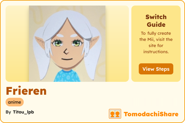 Frieren, a female Mii  with tags: anime