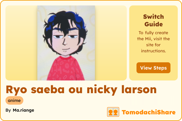 Ryo saeba ou nicky larson, a male Mii  with tags: anime