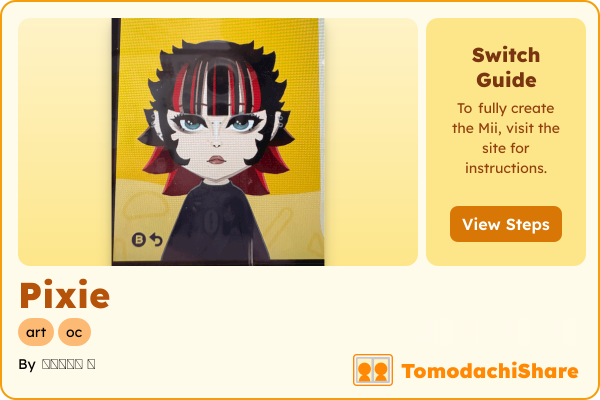 Pixie, a female Mii  with tags: art, oc