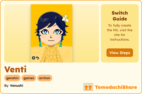Venti, a male Mii  with tags: genshin, games, archon