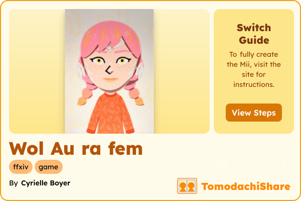 Wol Au ra fem, a female Mii  with tags: ffxiv, game