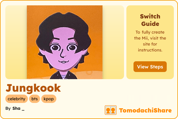 Jungkook, a male Mii  with tags: celebrity, bts, kpop