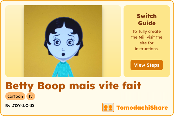 Betty Boop mais vite fait, a female Mii  with tags: cartoon, tv