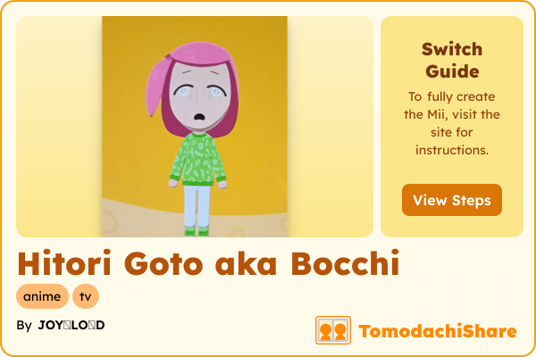 Hitori Goto aka Bocchi, a female Mii  with tags: anime, tv