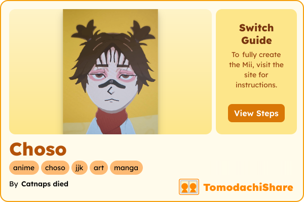Choso, a male Mii  with tags: anime, choso, jjk, art, manga