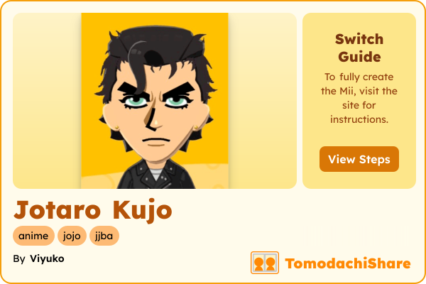 Jotaro Kujo, a male Mii  with tags: anime, jojo, jjba
