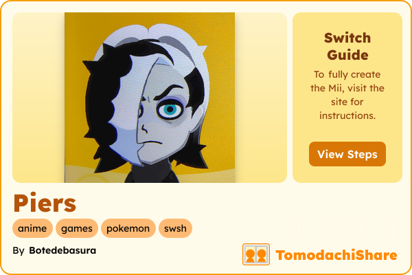 Piers, a male Mii  with tags: anime, games, pokemon, swsh