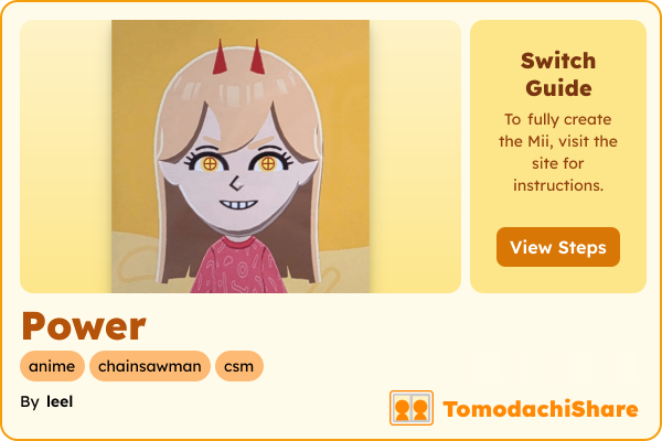 Power, a female Mii  with tags: anime, chainsawman, csm