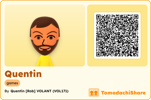 Quentin, a male Mii  with tags: games