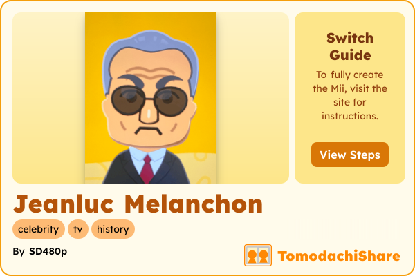 Jeanluc Melanchon, a male Mii  with tags: celebrity, tv, history