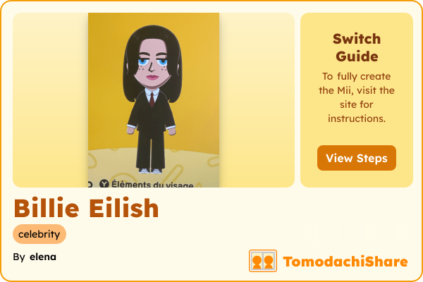 Billie Eilish, a female Mii  with tags: celebrity