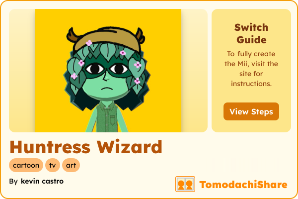 Huntress Wizard, a female Mii  with tags: cartoon, tv, art