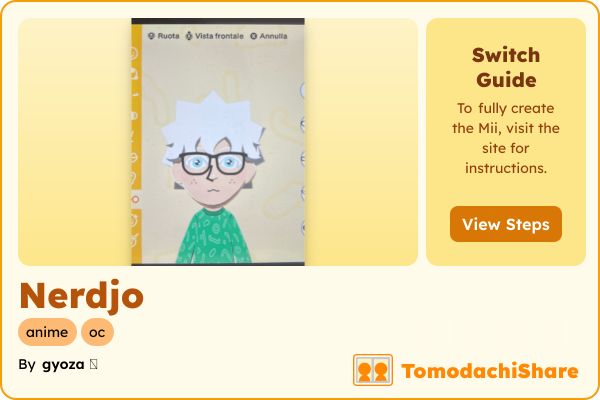 Nerdjo, a male Mii  with tags: anime, oc