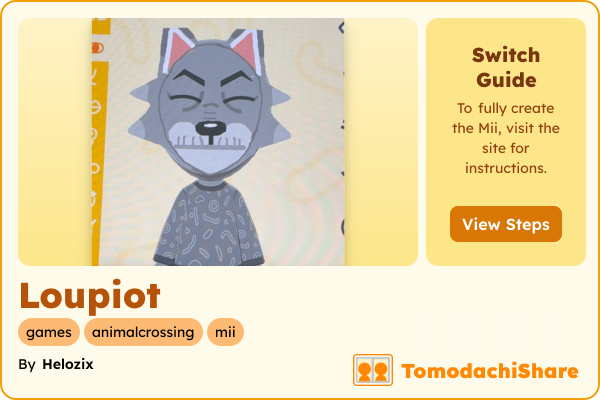 Loupiot, a male Mii  with tags: games, animalcrossing, mii