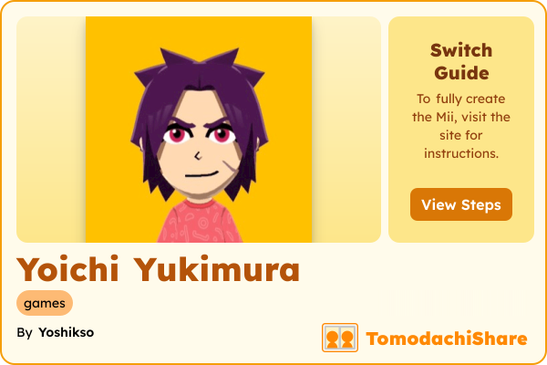 Yoichi Yukimura, a male Mii  with tags: games