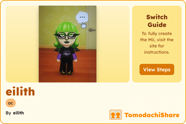 eilith, a nonbinary Mii  with tags: oc