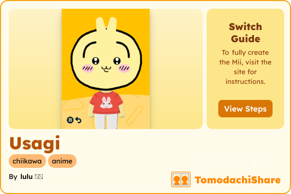 Usagi, a nonbinary Mii  with tags: chiikawa, anime