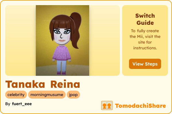 Tanaka Reina, a female Mii  with tags: celebrity, morningmusume, jpop