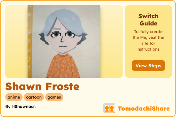 Shawn Froste, a male Mii  with tags: anime, cartoon, games