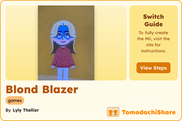 Blond Blazer, a female Mii  with tags: games