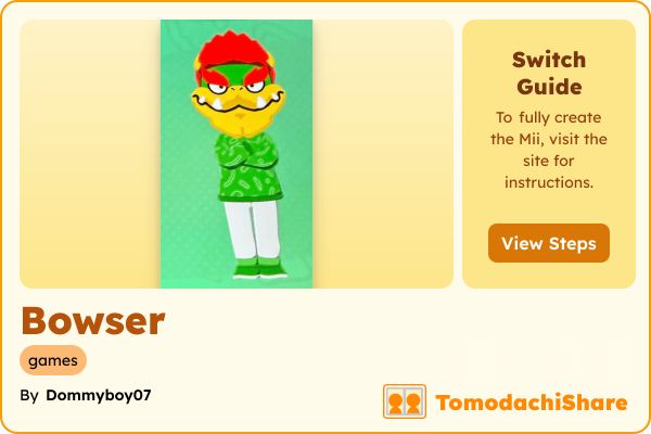 Bowser, a male Mii  with tags: games