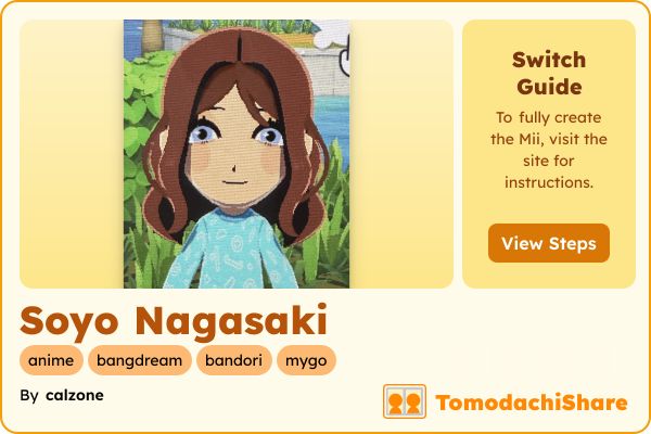 Soyo Nagasaki, a female Mii  with tags: anime, bangdream, bandori, mygo