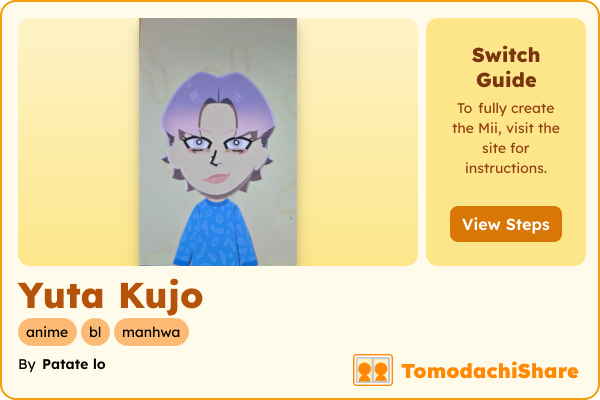 Yuta Kujo, a male Mii  with tags: anime