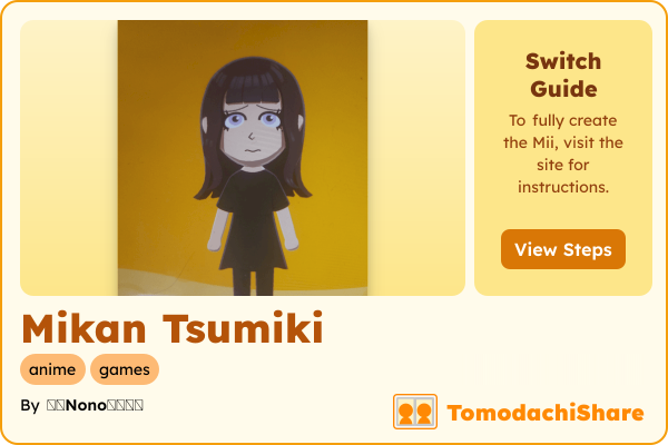 Mikan Tsumiki, a female Mii  with tags: anime, games
