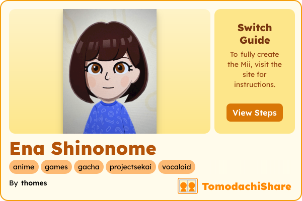 Ena Shinonome, a female Mii  with tags: anime, games, gacha, projectsekai, vocaloid