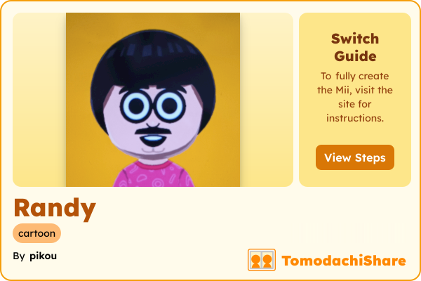 Randy, a male Mii  with tags: cartoon
