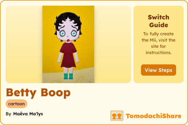 Betty Boop, a female Mii  with tags: cartoon