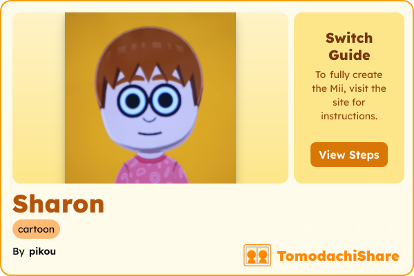 Sharon, a female Mii  with tags: cartoon