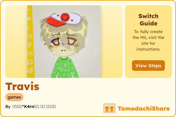 Travis, a male Mii  with tags: games