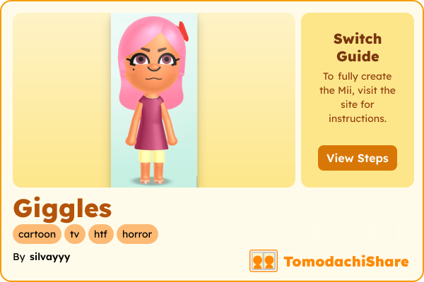 Giggles, a female Mii  with tags: cartoon, tv, htf, horror