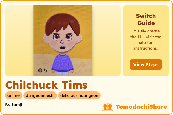 Chilchuck Tims, a male Mii  with tags: anime, dungeonmeshi, deliciousindungeon