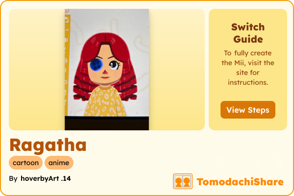 Ragatha, a female Mii  with tags: cartoon, anime