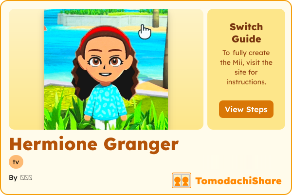 Hermione Granger, a female Mii  with tags: tv