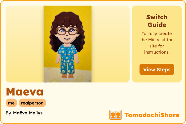 Maeva, a female Mii  with tags: me, realperson