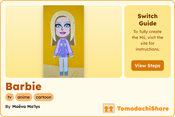 Barbie, a female Mii  with tags: tv, anime, cartoon