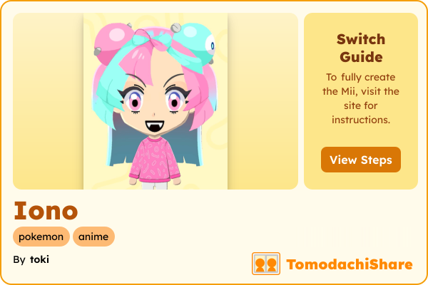 Iono, a female Mii  with tags: pokemon, anime