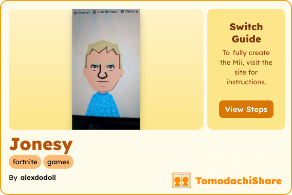 Jonesy, a male Mii  with tags: fortnite, games