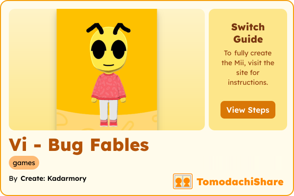 Vi - Bug Fables, a female Mii  with tags: games