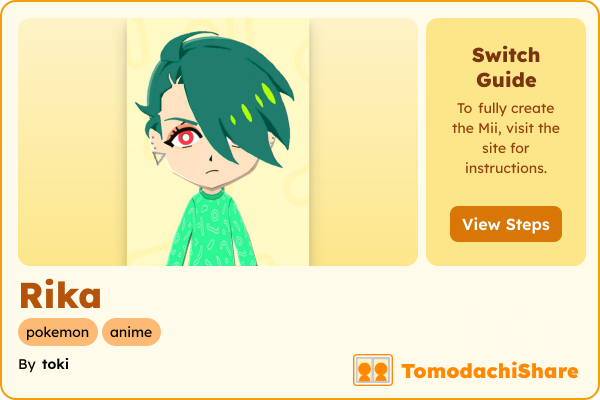 Rika, a male Mii  with tags: pokemon, anime