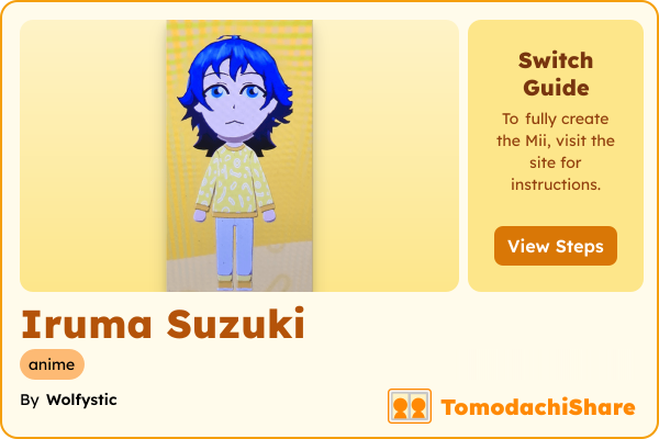 Iruma Suzuki, a male Mii  with tags: anime