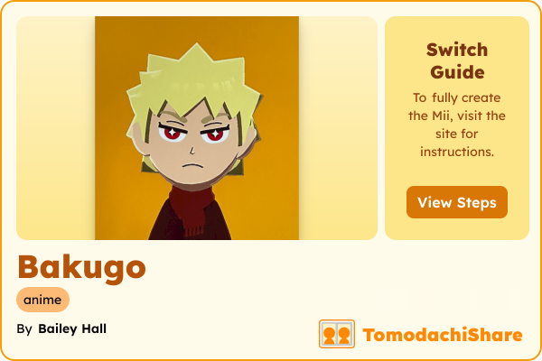 Bakugo, a male Mii  with tags: anime