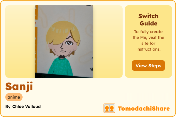 Sanji, a male Mii  with tags: anime