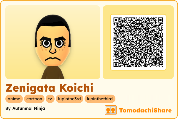 Zenigata Koichi, a male Mii  with tags: anime, cartoon, tv, lupinthe3rd, lupinthethird
