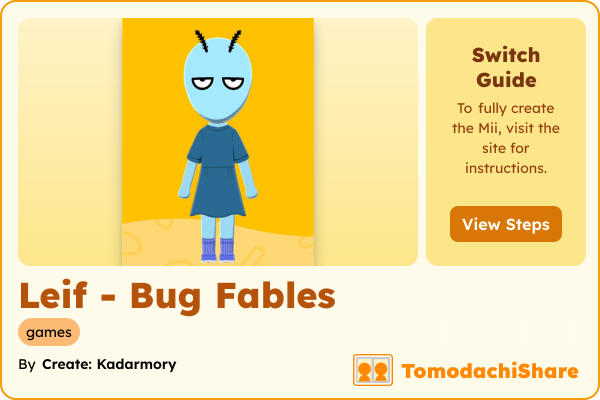 Leif - Bug Fables, a male Mii  with tags: games
