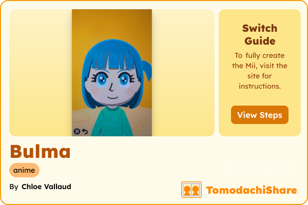 Bulma, a female Mii  with tags: anime